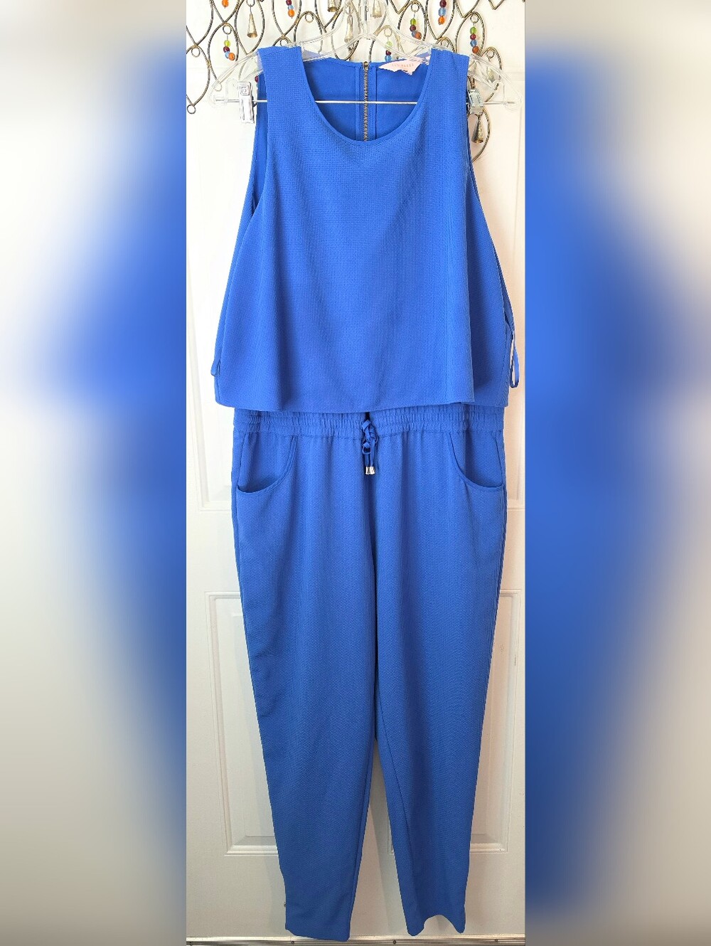 Ted Baker London Smarah Royal Blue Jumpsuit w/ Drawstring Waist Womens 10 Sleev